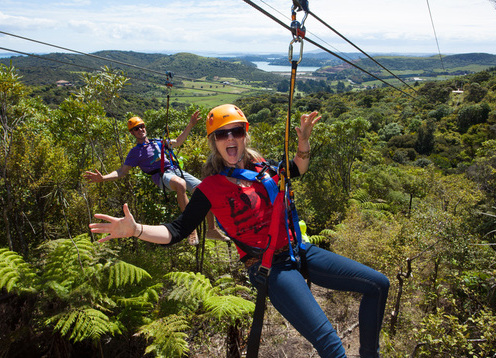 EcoZip Adventures offers state-of-the-art flying fox ziplines and an eco-immersive forest walk on breathtaking Waiheke Island, for nature lovers of all ages. You'll enjoy the full Waiheke experience with a complimentary pick up from the island ferry and a range of drop-off locations afterward.