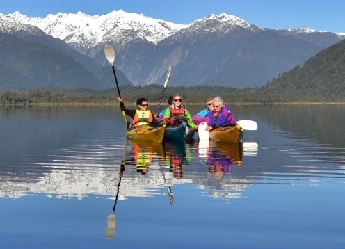 Join us on a unique kayak adventure just minutes from Franz Josef Glacier!  Set out across lake Mapourika's calm and glassy waters taking in the mirror-like reflections of the surrounding Southern Alps and Glaciers!  Explore the rainforest and kiwi sanctuary in the protected Okarito forest.  FREE photos included with each tour!